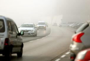 köd, ősz, időjárás, Szeged, autó, forgalom
